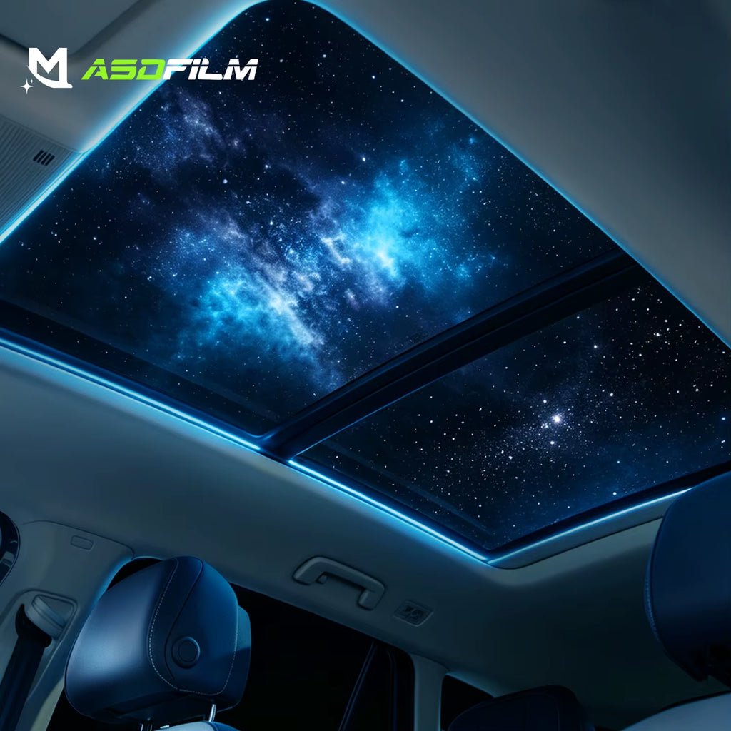 Starry Sky Film Car Roof APP Control RGB LED Star Light Music Sync Twinkle Meteor Ceiling Light Luxury Style Car Upgrade