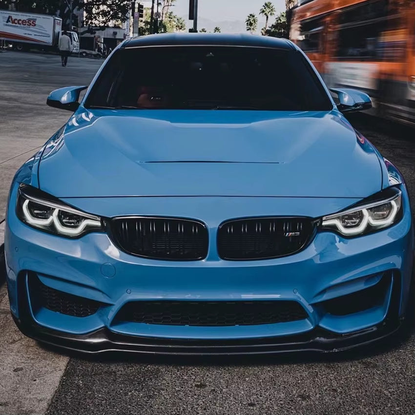 Front Lip Spoiler (Piano Black Carbon Fiber Pattern) for 3 Series M3 F80 4 Series M4 F82/F83 20152020 Exterior Styling