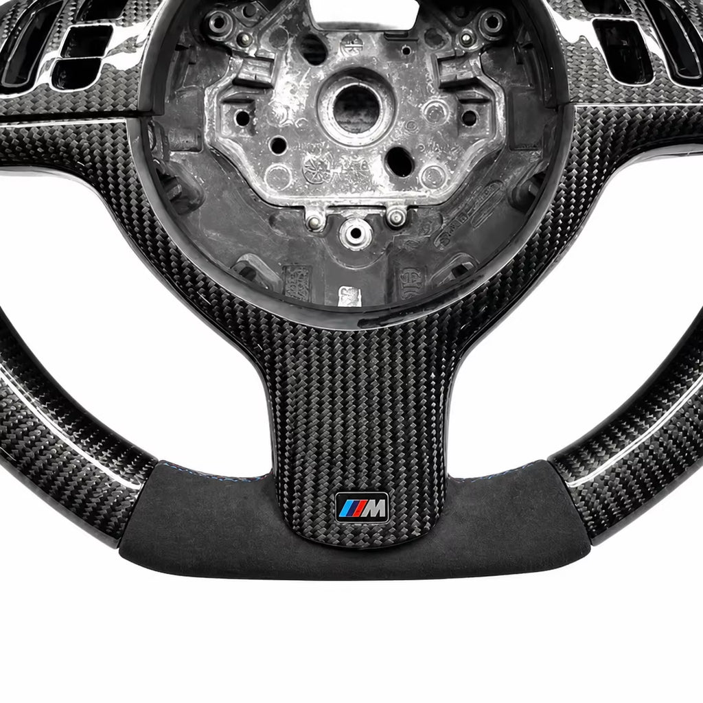 For BMW M3 M5 F10 F11 F82 F80 X1 X2 X3 X4 Sport Style Steering Wheel Alcantara with Carbon Fiber Decor Strip Centering Marker