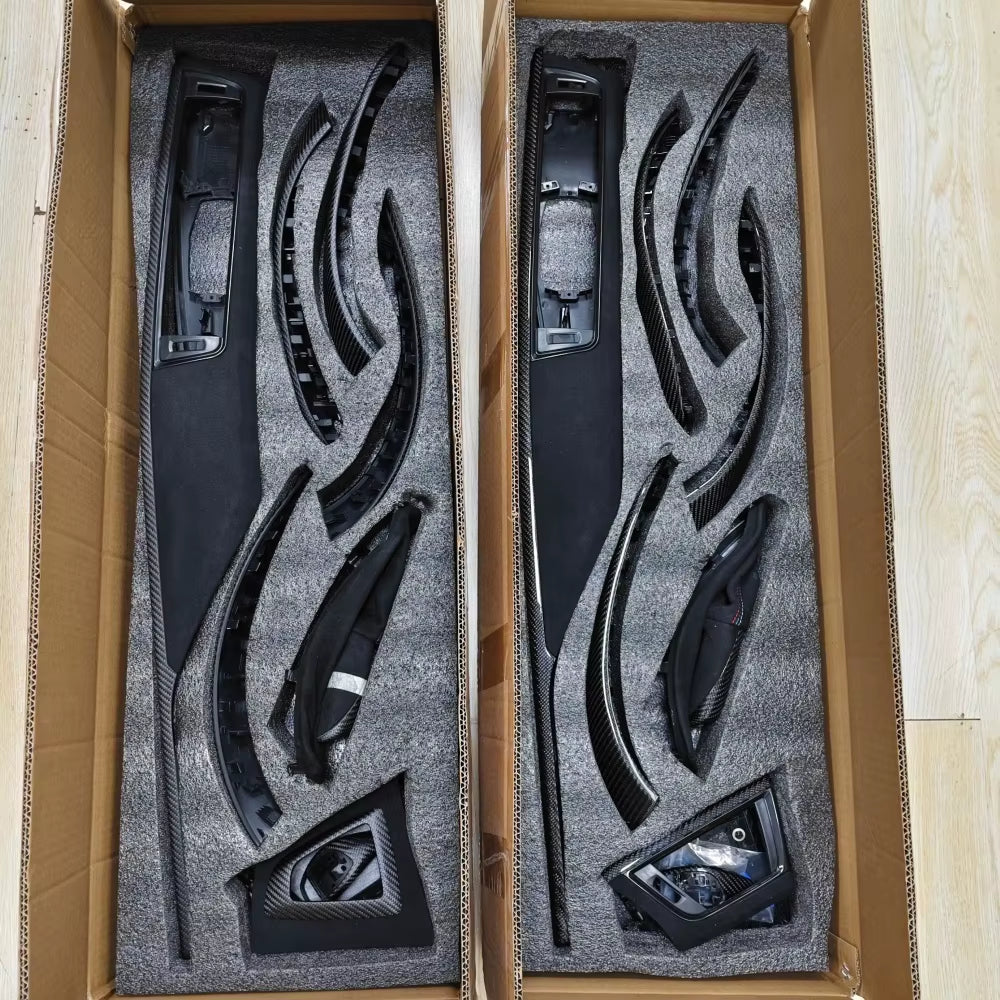 M Style 10Pcs Glossy Carbon Dashboard Replacement Interior Trim Kit for BMW 3 4 Series 3GT F30 F32 F33 F35 F36 F80 F82