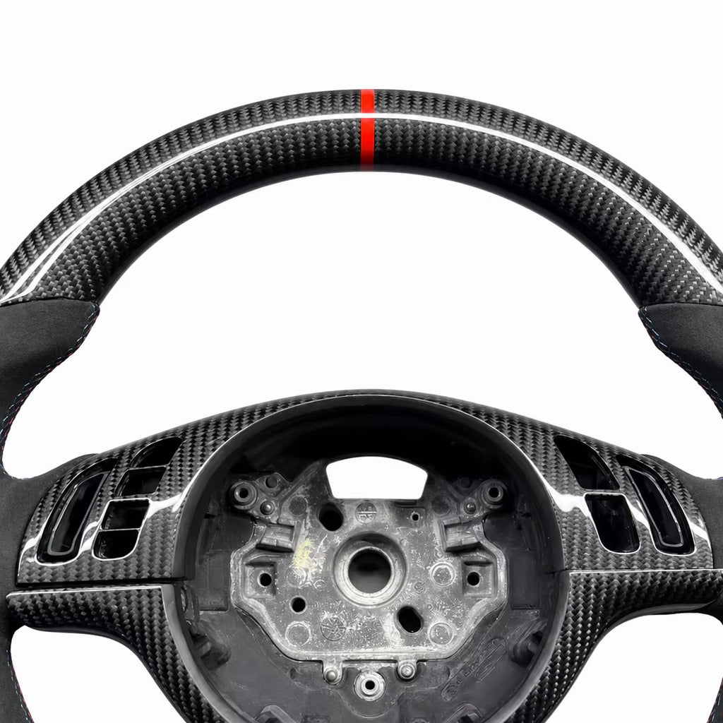 For BMW M3 M5 F10 F11 F82 F80 X1 X2 X3 X4 Sport Style Steering Wheel Alcantara with Carbon Fiber Decor Strip Centering Marker