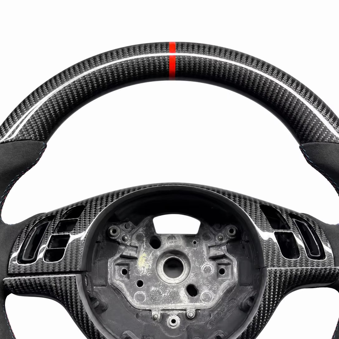 For BMW M3 M5 F10 F11 F82 F80 X1 X2 X3 X4 Sport Style Steering Wheel Alcantara with Carbon Fiber Decor Strip Centering Marker