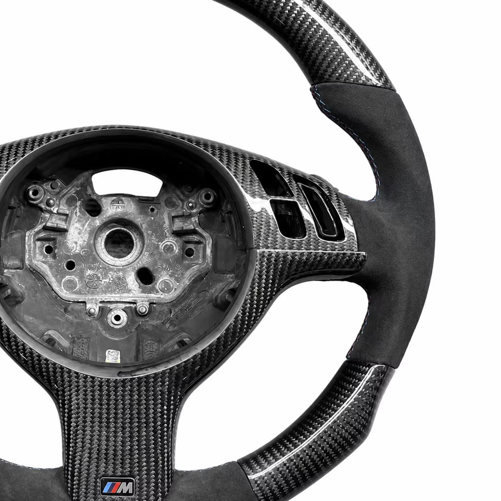 For BMW M3 M5 F10 F11 F82 F80 X1 X2 X3 X4 Sport Style Steering Wheel Alcantara with Carbon Fiber Decor Strip Centering Marker