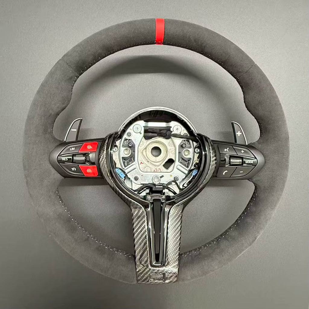 Red 12 Oclock Mark and M1M2 Button Full Alcantara Steering Wheel for BMW F10 F20 F30 F32 F36 F80 F82 F10 F11 F06 F01