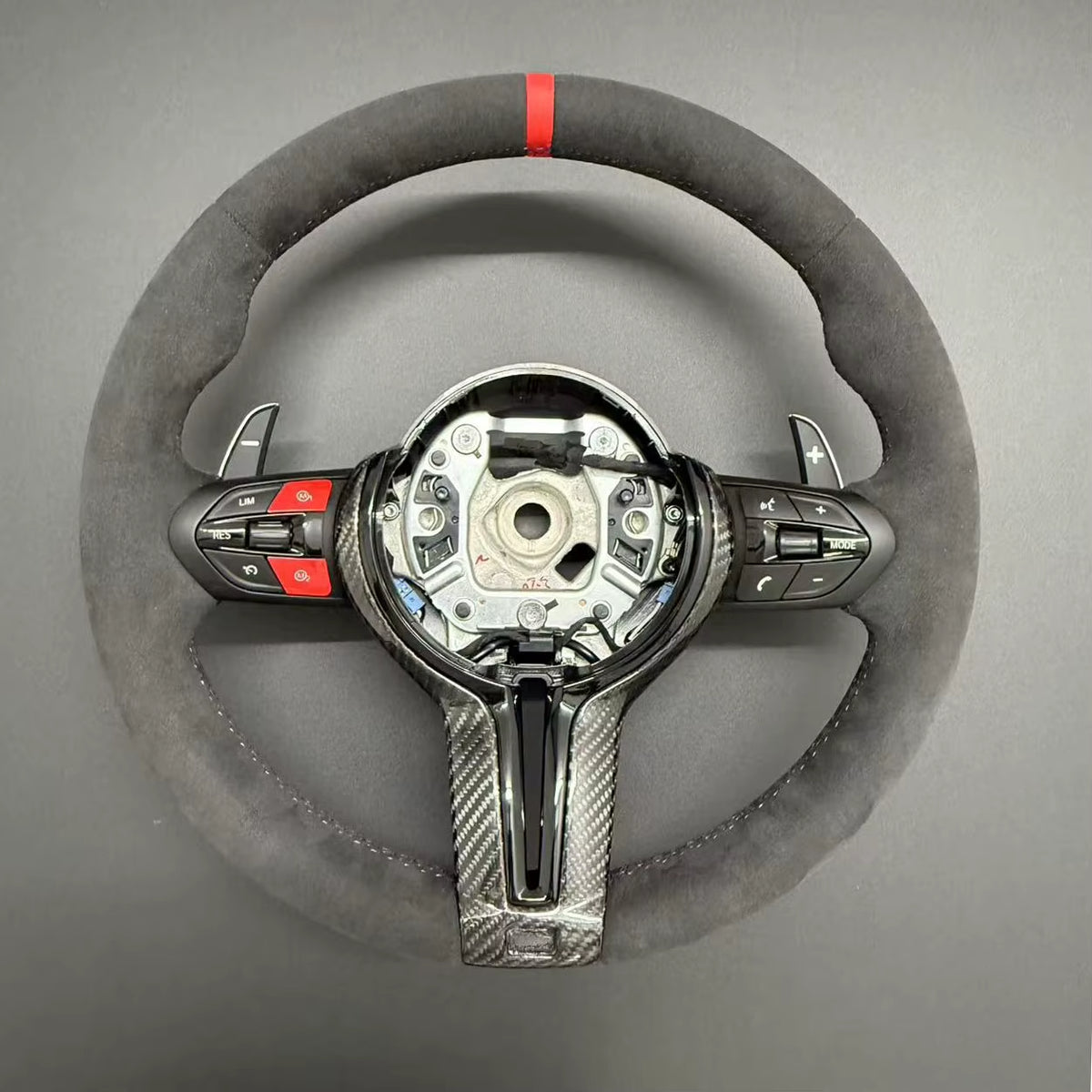Red 12 Oclock Mark and M1M2 Button Full Alcantara Steering Wheel for BMW F10 F20 F30 F32 F36 F80 F82 F10 F11 F06 F01
