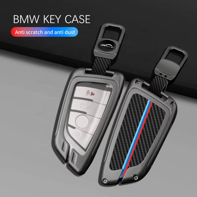 Smart Key Leather Carbon Zinc Alloy Luxury Key Case for BMW 3/5/7 Series High-Class Car Key Accessories