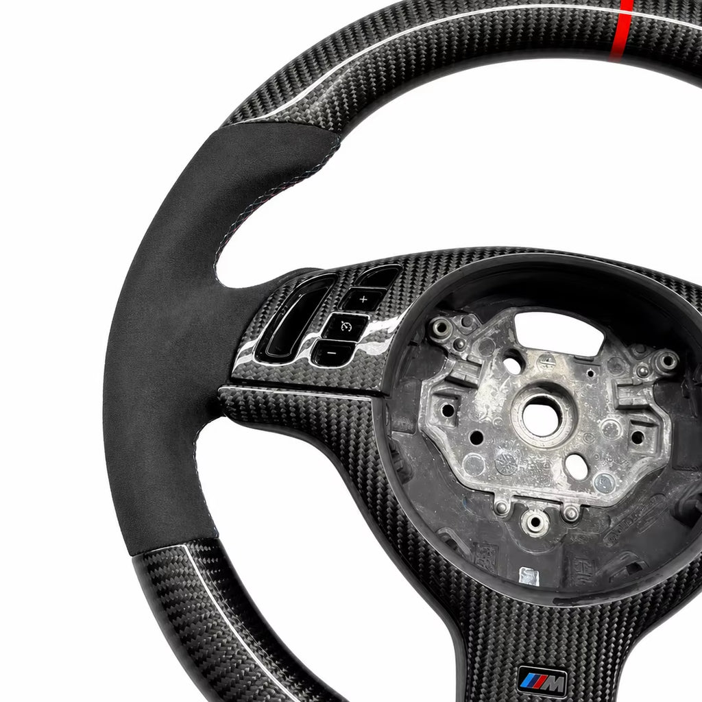 For BMW M3 M5 F10 F11 F82 F80 X1 X2 X3 X4 Sport Style Steering Wheel Alcantara with Carbon Fiber Decor Strip Centering Marker