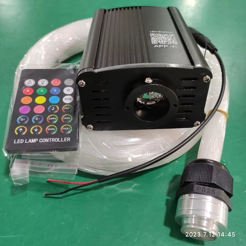 18W RGBW Starry Sky Car Star Light Fiber Optic Light Kits 0.75Mm 500Pcs 3Meters with Twinkle Starlight Controlled by APP Remote
