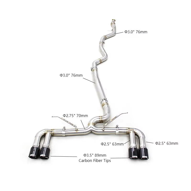 OEM for BMW 435I/440I F32/F33/F36 3.0T 2014-2020 Track Exhaust with No Valve Exhaust Pipe Catback with Black Carbon Fiber Tips