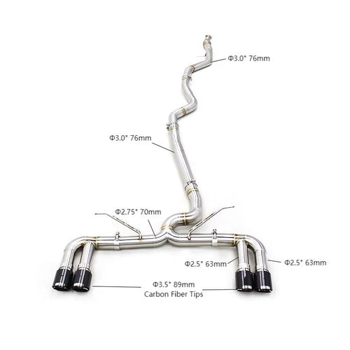 OEM for BMW 435I/440I F32/F33/F36 3.0T 2014-2020 Track Exhaust with No Valve Exhaust Pipe Catback with Black Carbon Fiber Tips