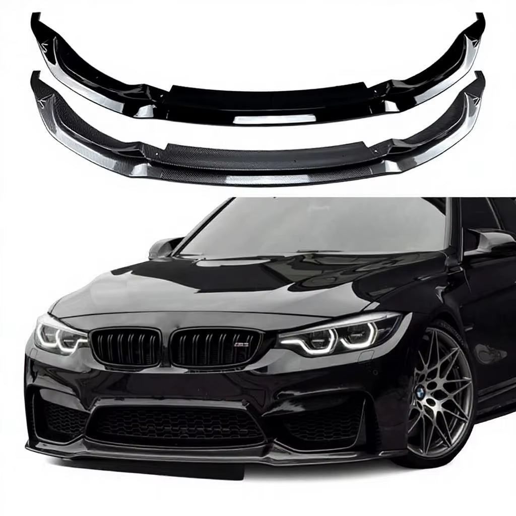 Front Lip Spoiler (Piano Black Carbon Fiber Pattern) for 3 Series M3 F80 4 Series M4 F82/F83 20152020 Exterior Styling
