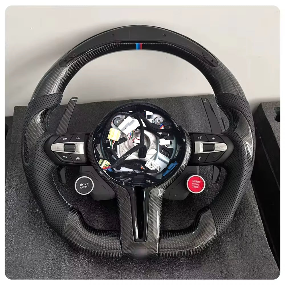 For BMW M2 M3 M4 M5 M6 X5M X6M F10 F11 F07 F18 F90 F12 F06 F13 F01 F02 F03 F91 X1 X2 X3 X4 X5 X6 Carbon Fiber LED Steering Wheel