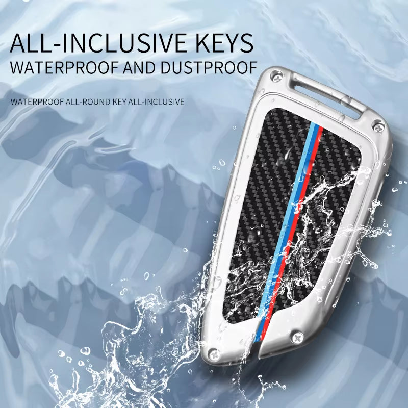 Smart Key Leather Carbon Zinc Alloy Luxury Key Case for BMW 3/5/7 Series High-Class Car Key Accessories