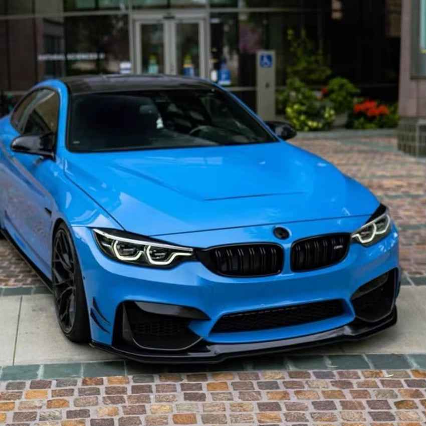 Front Lip Spoiler (Piano Black Carbon Fiber Pattern) for 3 Series M3 F80 4 Series M4 F82/F83 20152020 Exterior Styling