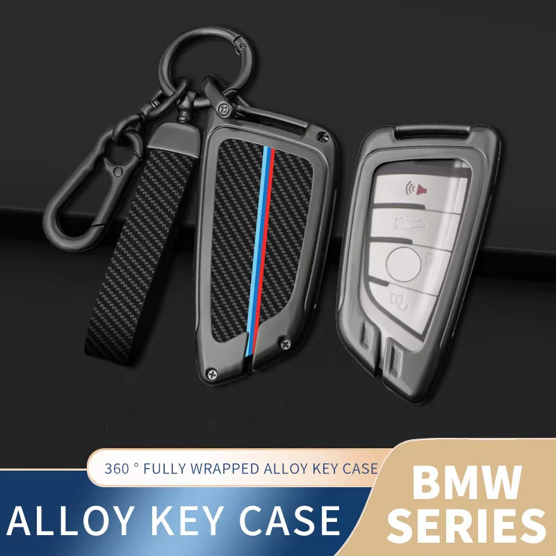Smart Key Leather Carbon Zinc Alloy Luxury Key Case for BMW 3/5/7 Series High-Class Car Key Accessories