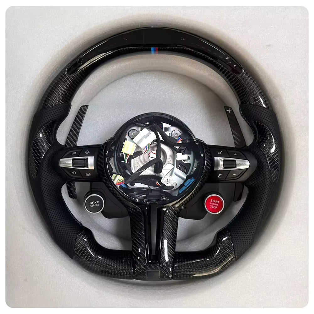 For BMW M2 M3 M4 M5 M6 X5M X6M F10 F11 F07 F18 F90 F12 F06 F13 F01 F02 F03 F91 X1 X2 X3 X4 X5 X6 Carbon Fiber LED Steering Wheel