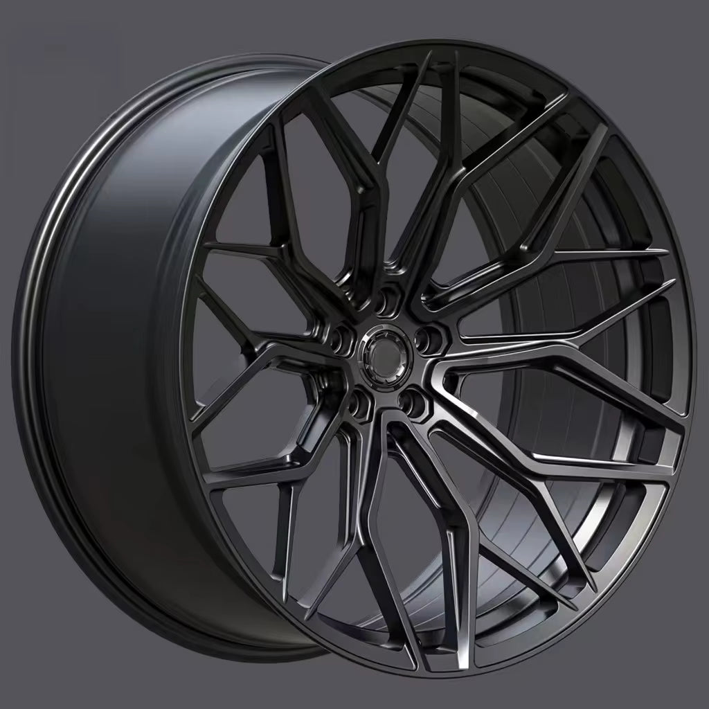 Multi-Spoke 18 19 20 21 Inch 5X112 5X114.3 Gloss Deep Black Aluminum Forged Car Wheels for SUV BMW X5M X6M Audi RSQ8 Q8 RS6 Benz