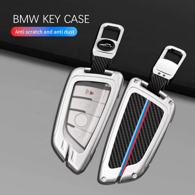 Smart Key Leather Carbon Zinc Alloy Luxury Key Case for BMW 3/5/7 Series High-Class Car Key Accessories