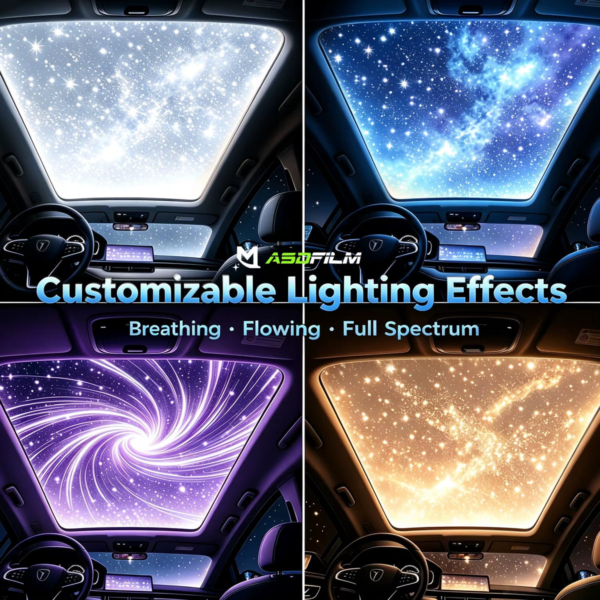 Starry Sky Film Car Roof APP Control RGB LED Star Light Music Sync Twinkle Meteor Ceiling Light Luxury Style Car Upgrade