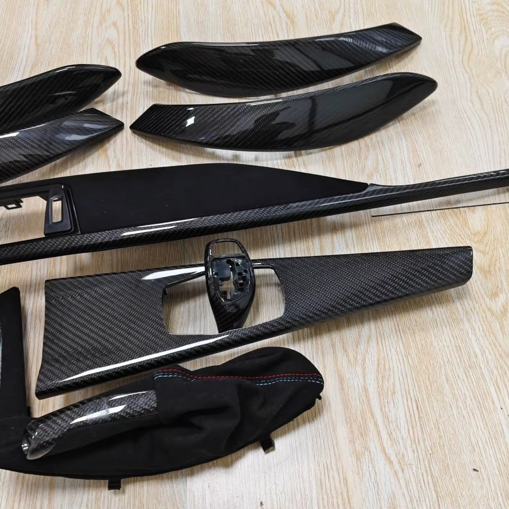 M Style 10Pcs Glossy Carbon Dashboard Replacement Interior Trim Kit for BMW 3 4 Series 3GT F30 F32 F33 F35 F36 F80 F82