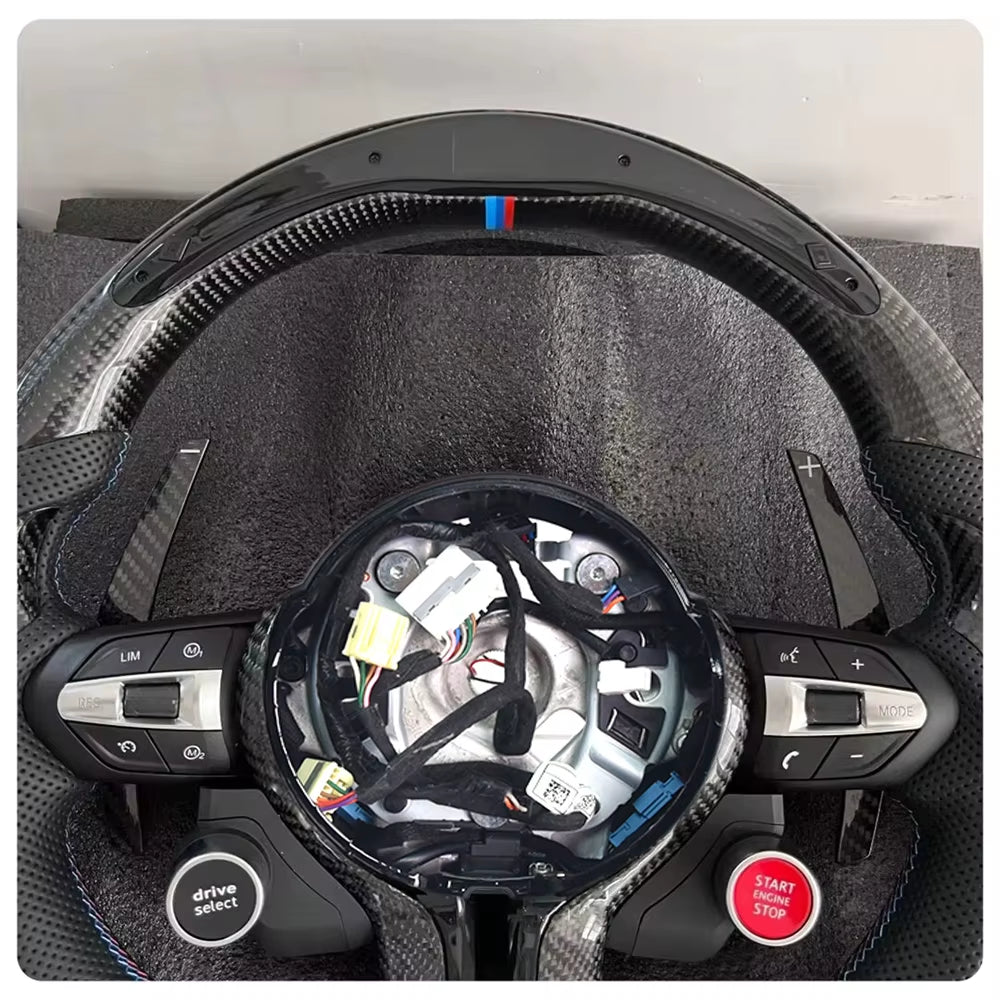 For BMW M2 M3 M4 M5 M6 X5M X6M F10 F11 F07 F18 F90 F12 F06 F13 F01 F02 F03 F91 X1 X2 X3 X4 X5 X6 Carbon Fiber LED Steering Wheel