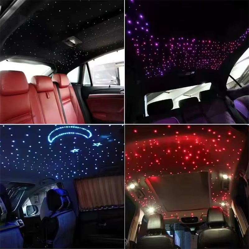 18W RGBW Starry Sky Car Star Light Fiber Optic Light Kits 0.75Mm 500Pcs 3Meters with Twinkle Starlight Controlled by APP Remote