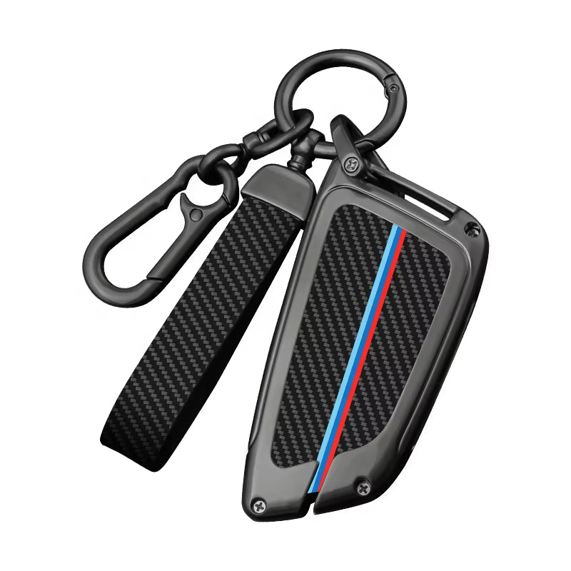 Smart Key Leather Carbon Zinc Alloy Luxury Key Case for BMW 3/5/7 Series High-Class Car Key Accessories