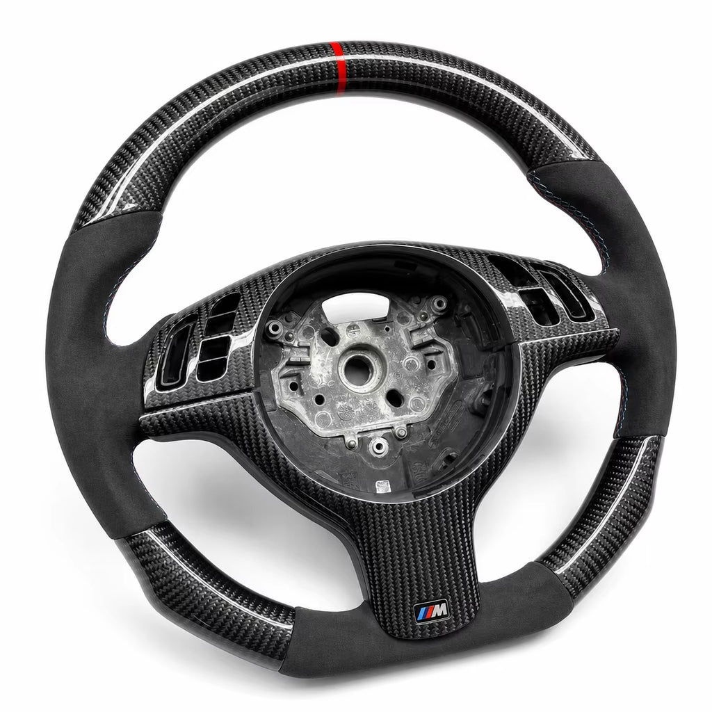For BMW M3 M5 F10 F11 F82 F80 X1 X2 X3 X4 Sport Style Steering Wheel Alcantara with Carbon Fiber Decor Strip Centering Marker