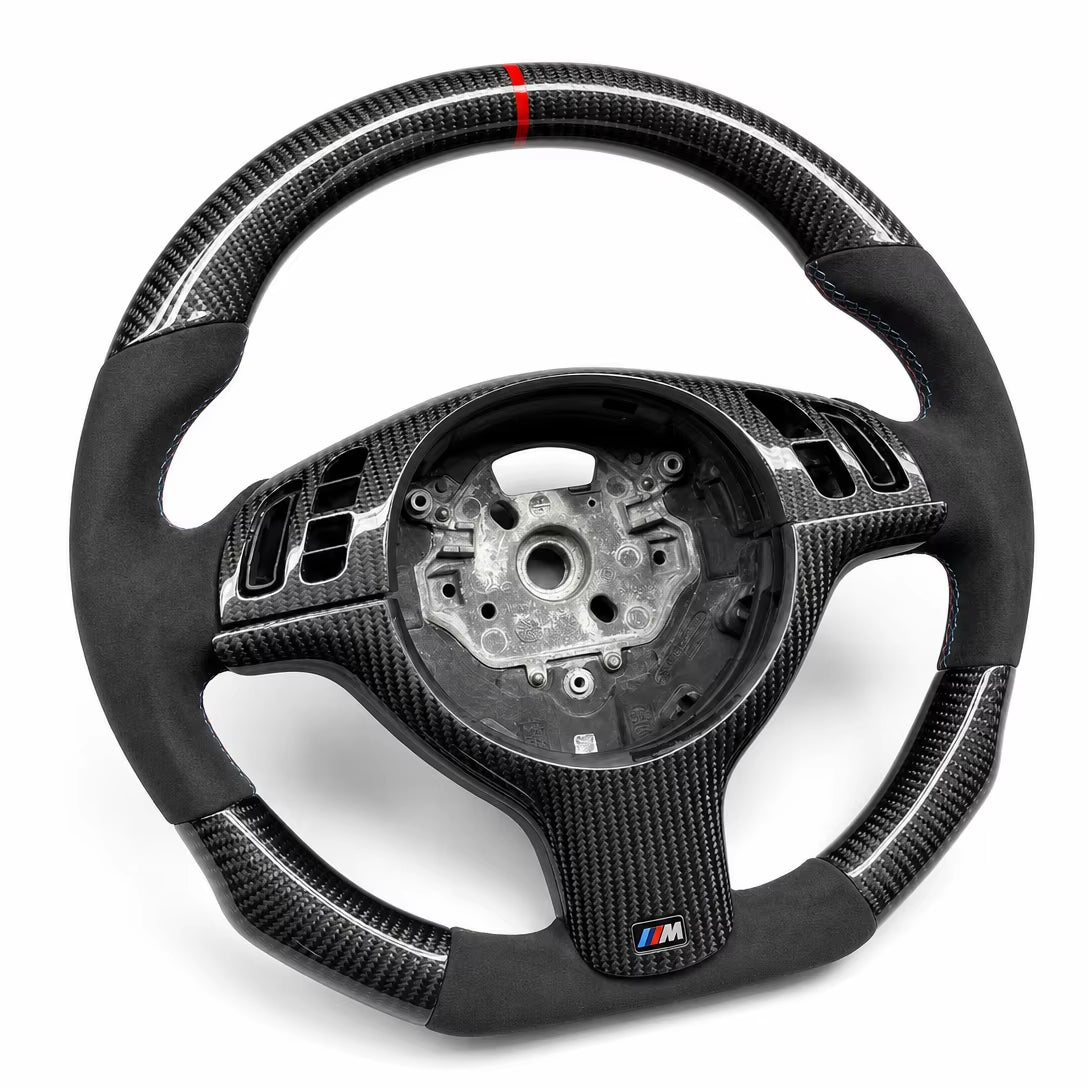 For BMW M3 M5 F10 F11 F82 F80 X1 X2 X3 X4 Sport Style Steering Wheel Alcantara with Carbon Fiber Decor Strip Centering Marker