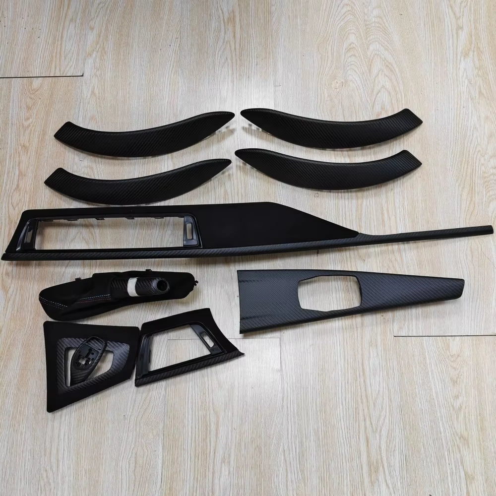 M Style 10Pcs Glossy Carbon Dashboard Replacement Interior Trim Kit for BMW 3 4 Series 3GT F30 F32 F33 F35 F36 F80 F82